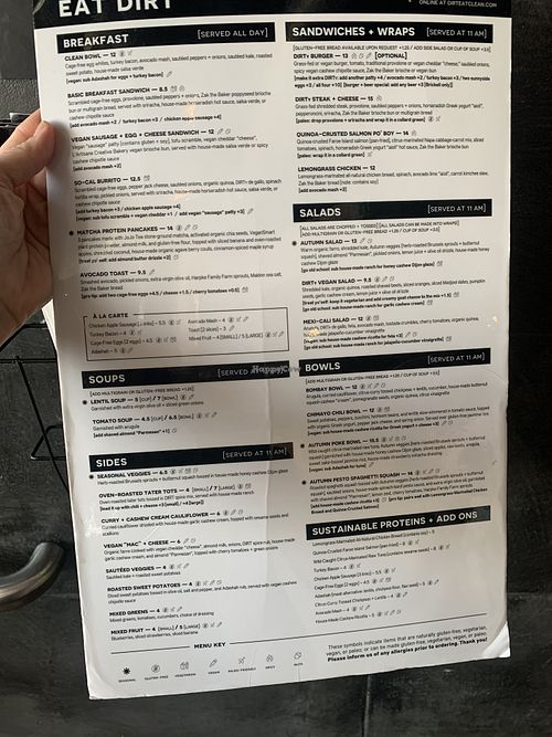 Menu. at Dirt - Bay Rd in Miami Beach