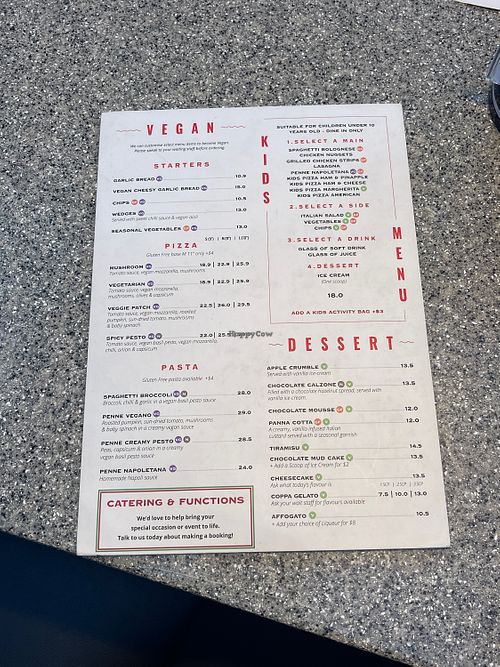 Menu  at La Porchetta in Auckland