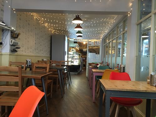 Some of the indoor seating at Cwtch in Builth Wells