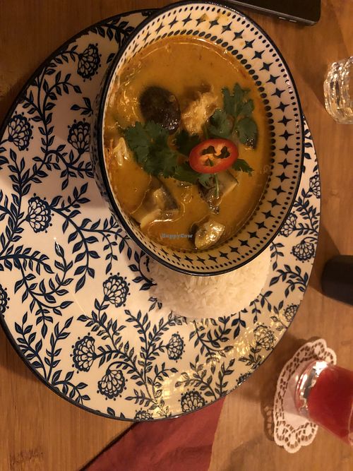 Hot vegan soup at Wau Restaurant in Amsterdam