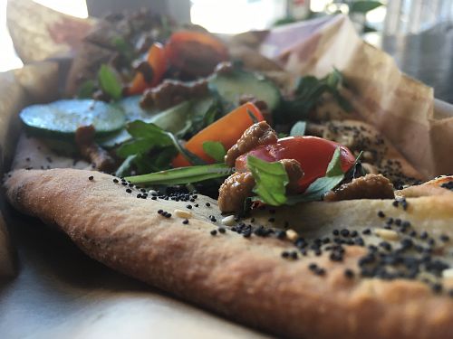 Meltet vegan cheese inside  🌱🧀 at Spor 1 in Aalborg