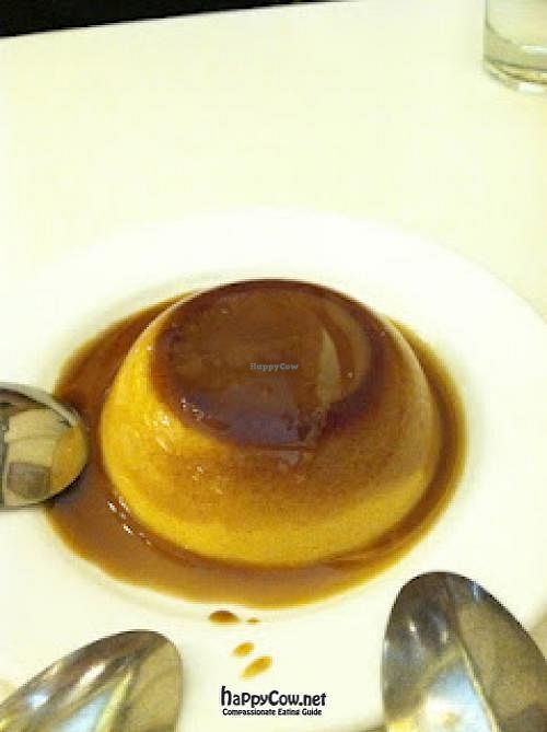 Flan at Golden Era Vegan Restaurant in San Francisco