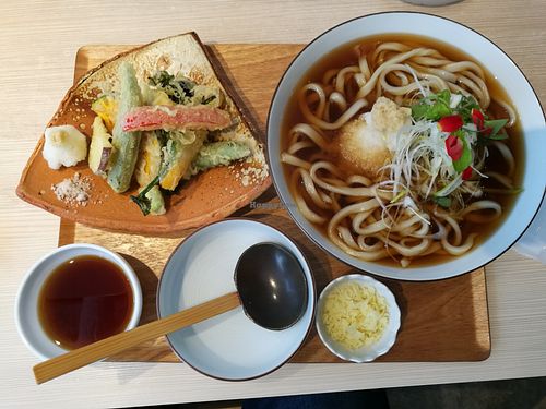 Vegan oroshi, veg tempura at Taiko Udon in Hiroshima