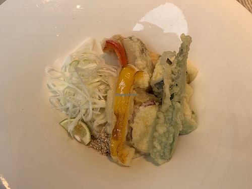 Vegan tempura udon at Taiko Udon in Hiroshima