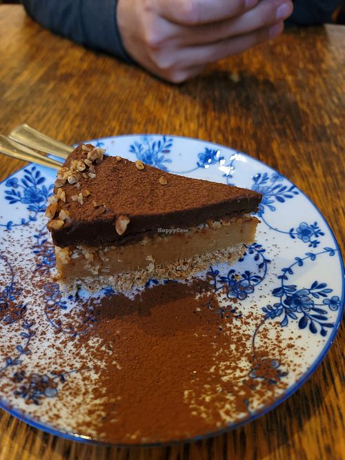 Snickers cake, yummy but too salty (maybe by mistake?) at Szabad Bisztro in Budapest