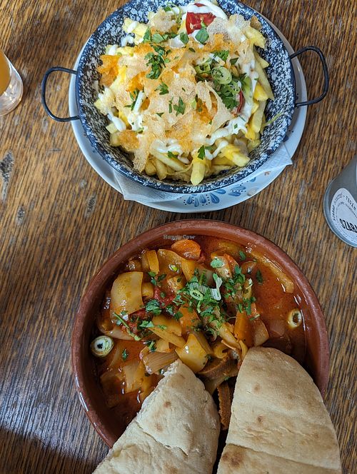 Lesco and loaded fries at Szabad Bisztro in Budapest