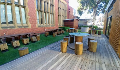 Outdoor seating  at For Change Cafe - Melbourne Uni. in Parkville