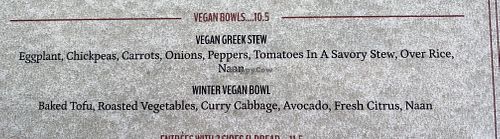 vegan menu options at grow fresh local food in Macon