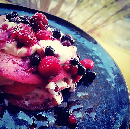 Red fruit pancakes  at Mr NonNo in Rotterdam