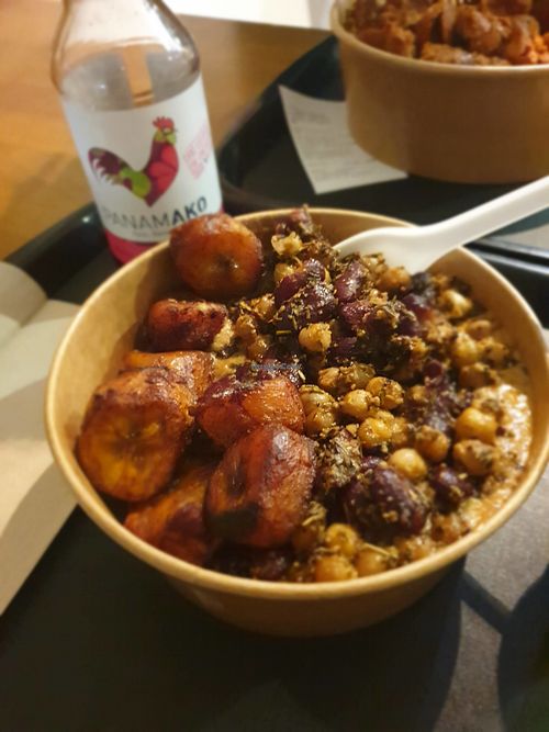 Rice, Plantain, Beans, Mafe Sauce at Osè African Cuisine in Paris