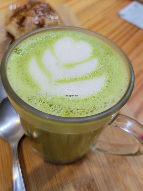 Matcha latte at Purana in Sao Paulo