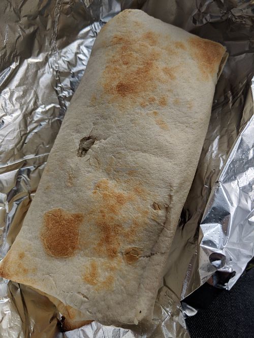 Vegan breakfast burrito at Mocha Dan's in Fairbanks