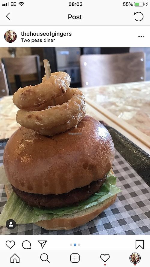 Classic ‘beyond’ burger  at Two Peas Diner in Harrow