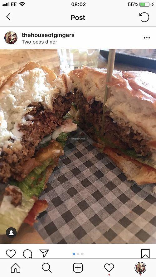 Classic ‘beyond’ burger at Two Peas Diner in Harrow