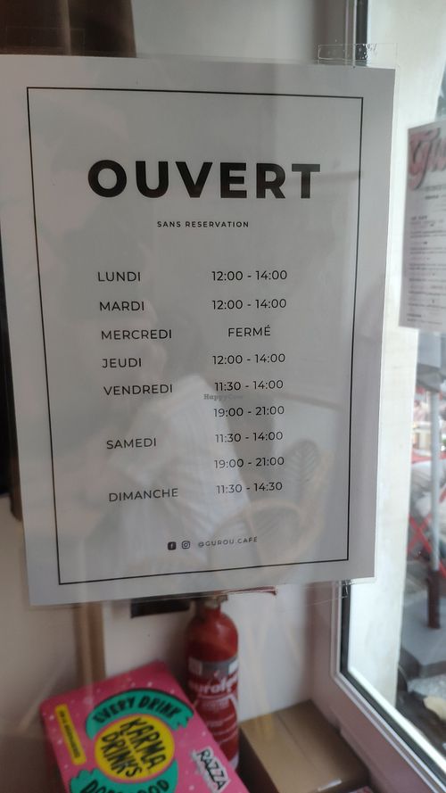 Opening times at Gurou Street Food in La Rochelle