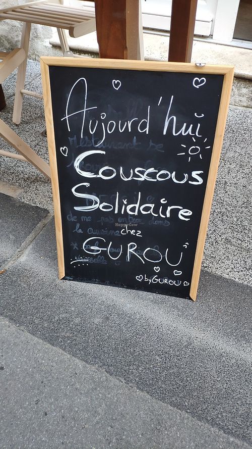 Sign on the Solidarity Couscous day at Gurou Street Food in La Rochelle