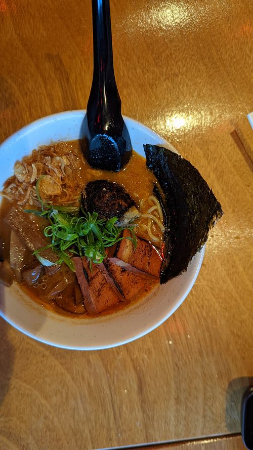 Spicy miso garlic ramen at Tane Vegan Izakaya in Honolulu