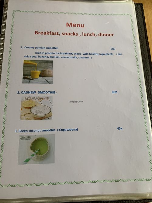 Menu page 1  at Ginger Home in Sapa