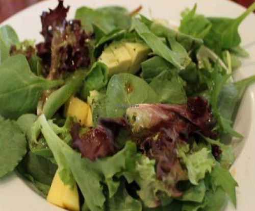 Mango, avocado and mix green salad with spicy Caribbean lime dressing by JL goes vegan at Mi Lah Vegetarian in Ambler