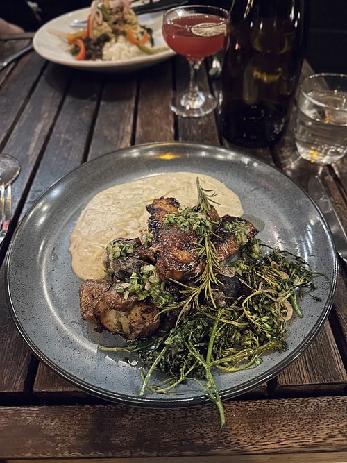 Cashew béchamel, small roast potatoes, broccolini, red wine & rosemary tempeh  at Millennium in Oakland