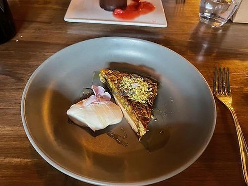 Pistachio Tart with Creme at Millennium in Oakland