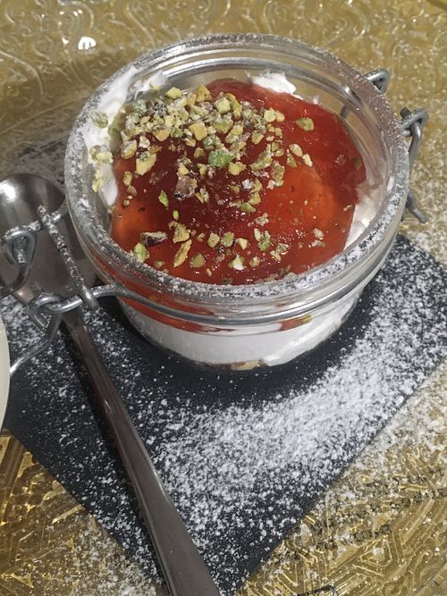 Vegan cheesecake with soy cream  at Lacoccinella in Cremona