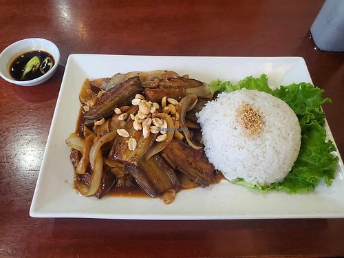 Aubergine and rice 😋 at ROM Vegetarian Restaurant in Hoi An