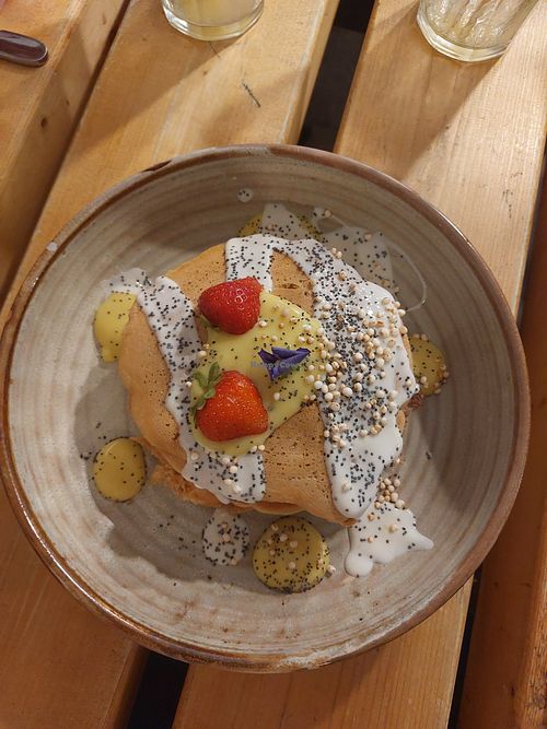 Vegan lemon curd pancakes at Preps in Maastricht