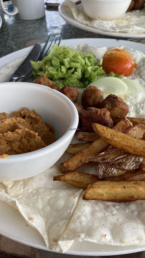 Falafel, fries, and hummus wrap with salad!  at By the Sea Restaurant in Sihanoukville