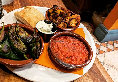 Patatas bravas and padron peppers at The Square Orange in Keswick