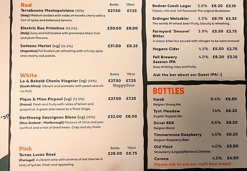 Vegan wines at The Square Orange in Keswick