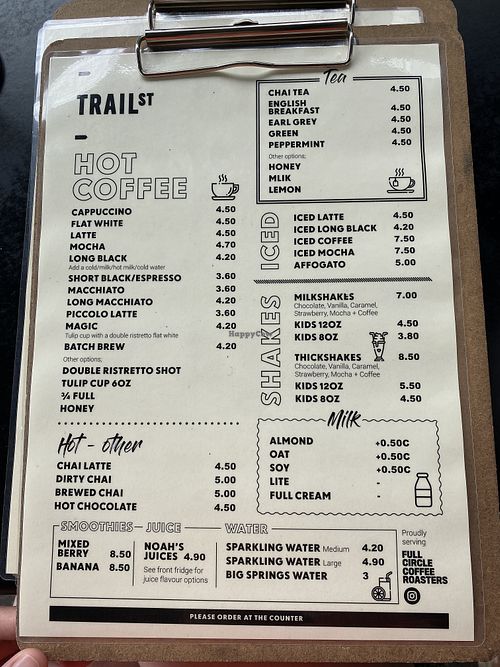 Menu - Nov 2022  at Trail Street in Wagga Wagga