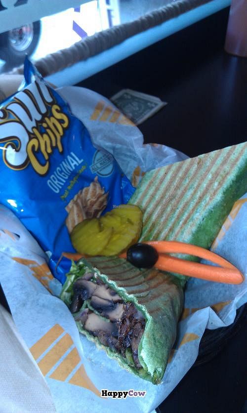 Vegan Portobello Spinach wrap  at Brewhaha in North Adams