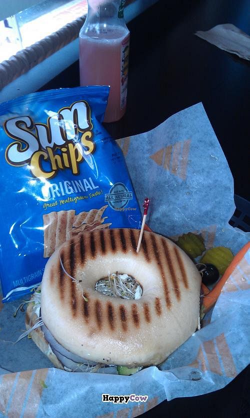 Vegetarian Lunch Bagel at Brewhaha in North Adams