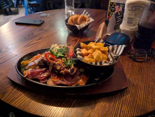 Sizzling vegan BBQ 'ribs' with diced potatoes at The Norton in Sheffield