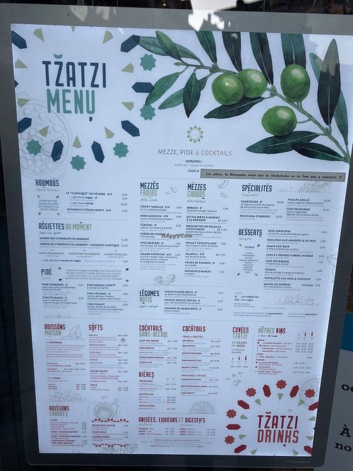 Menu   at Tzatzi in Strasbourg