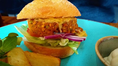 Lentil & seed burger at The Swan Inn in Skipton