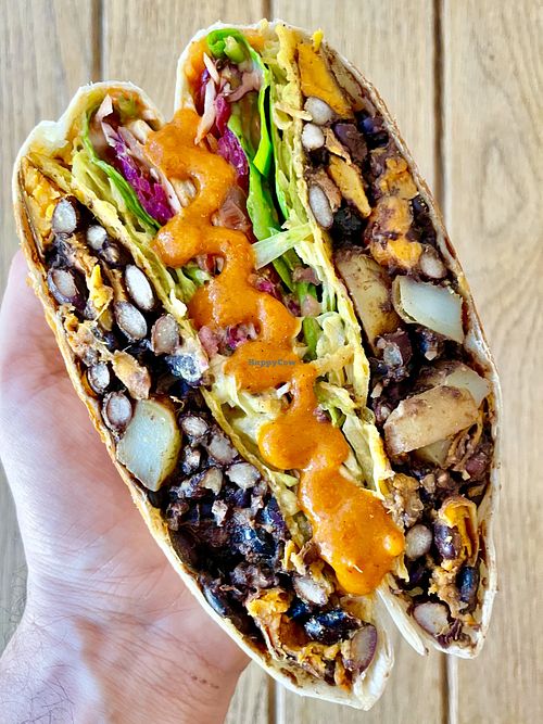 Roasted sweet potato and black bean Crunchwrap   at A Tribe Called Veg in Brighton