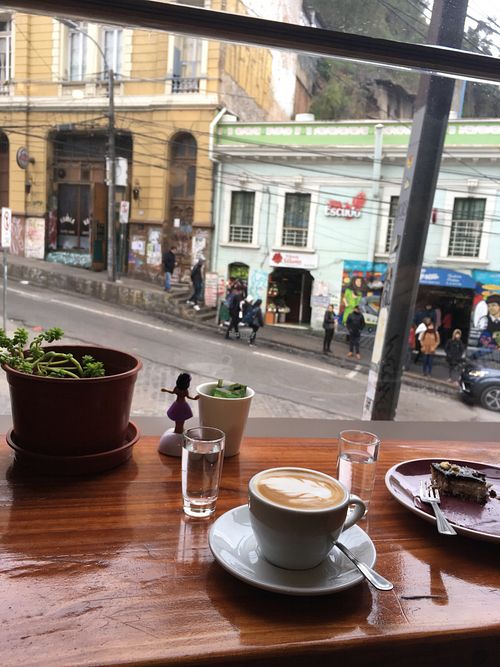 Window on the outside  at Trama in Valparaiso