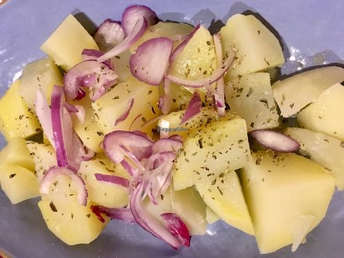 Warm potato salad  at Le Chat Noir in Cefalu