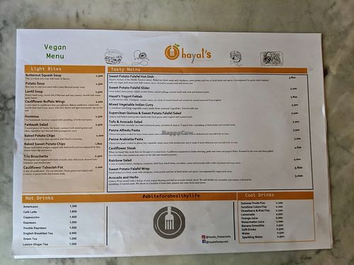 Menu  at Hayat's in Muscat