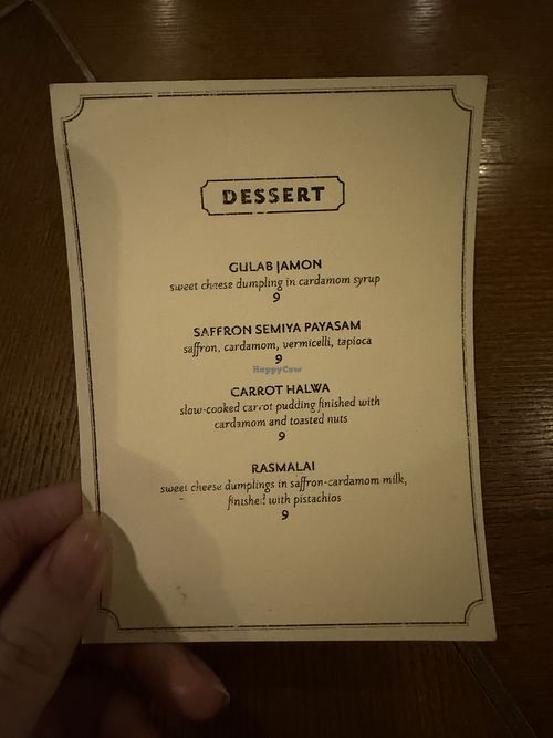 Dessert Menu  at Dosa Royale in Brooklyn