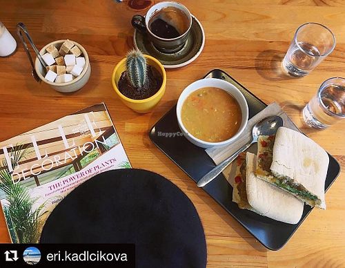 Soup deal (all soups vegan) with Falafel Panini at Chapter One Coffee Shop in Edinburgh