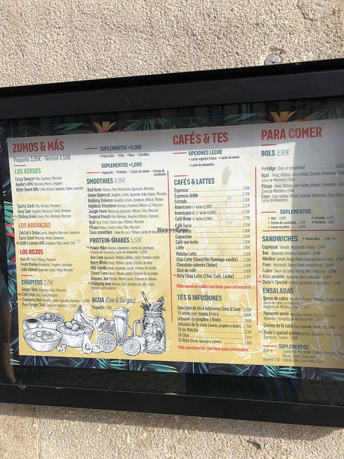 Menu  at Juice Dudes in Barcelona