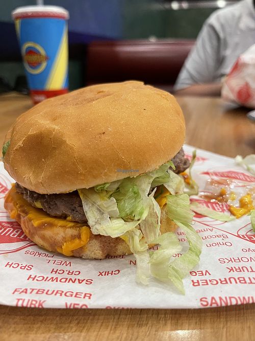 Impossible burger, no mayo, vegan daiya cheese at Fatburger in Laughlin