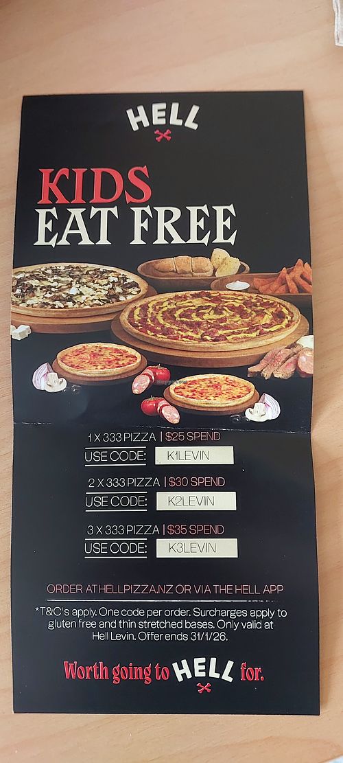  at Hell Pizza in Levin