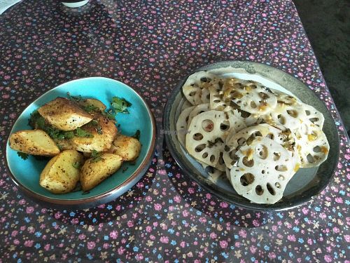 Yunnan spiced potatoes and lotus root. at Jīn Huā - Golden Flower  in Shanghai