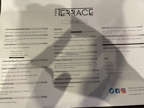 Lunch menu October 2022  at The Terrace in Lymm