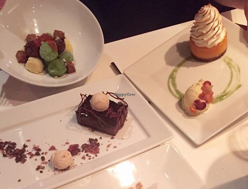 We ordered all the desserts, including an ice cream salad.  at Dirt Candy in New York City