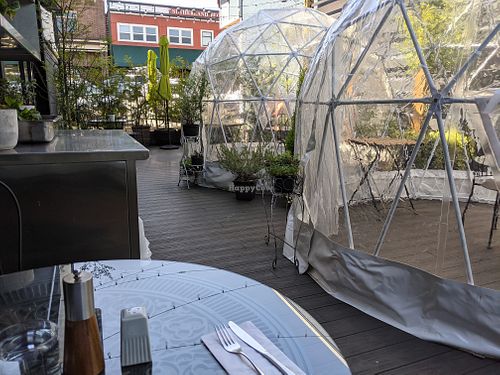patio with pods (April 2021) at Plantitude in Ladysmith